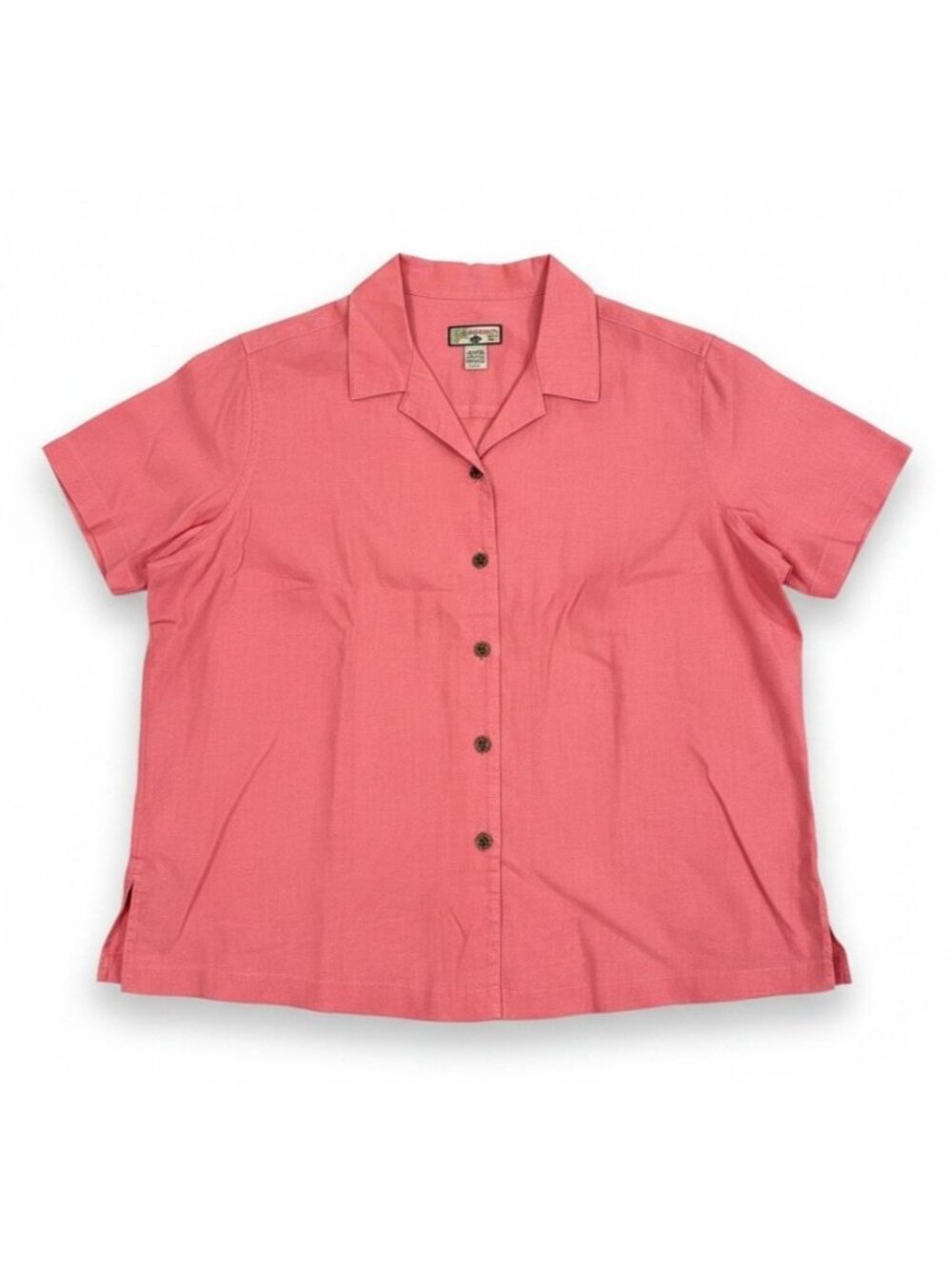 Caribbean Joe Women's Pink, Coral Linen Button-Up Shirt Size 2x